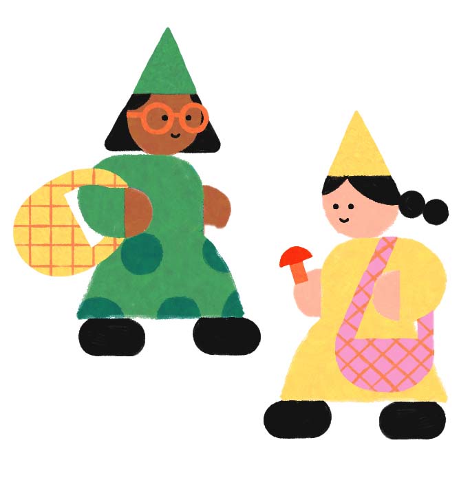 illustration jeunesse lutins et champignons